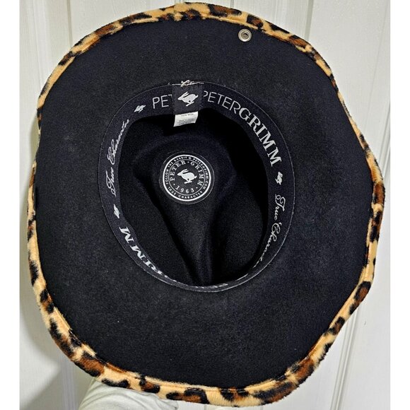 Peter Grimm Black Wool Cowboy Hat Studded Cross Rhinestone Western Goth Witchy